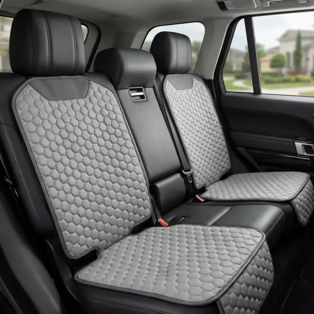 Car Seat Protector Mat  |  Gray “Hexy” by Owleys
