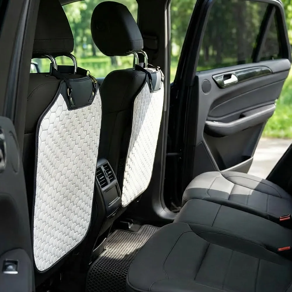 Car Seat Back Protector  |  White “Hexy” by Owleys - View 12