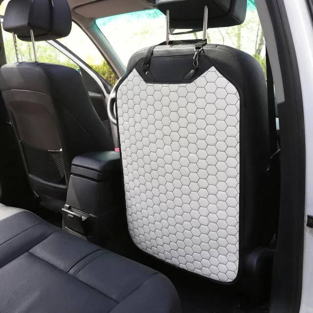 Car Seat Back Protector  |  White “Hexy” by Owleys