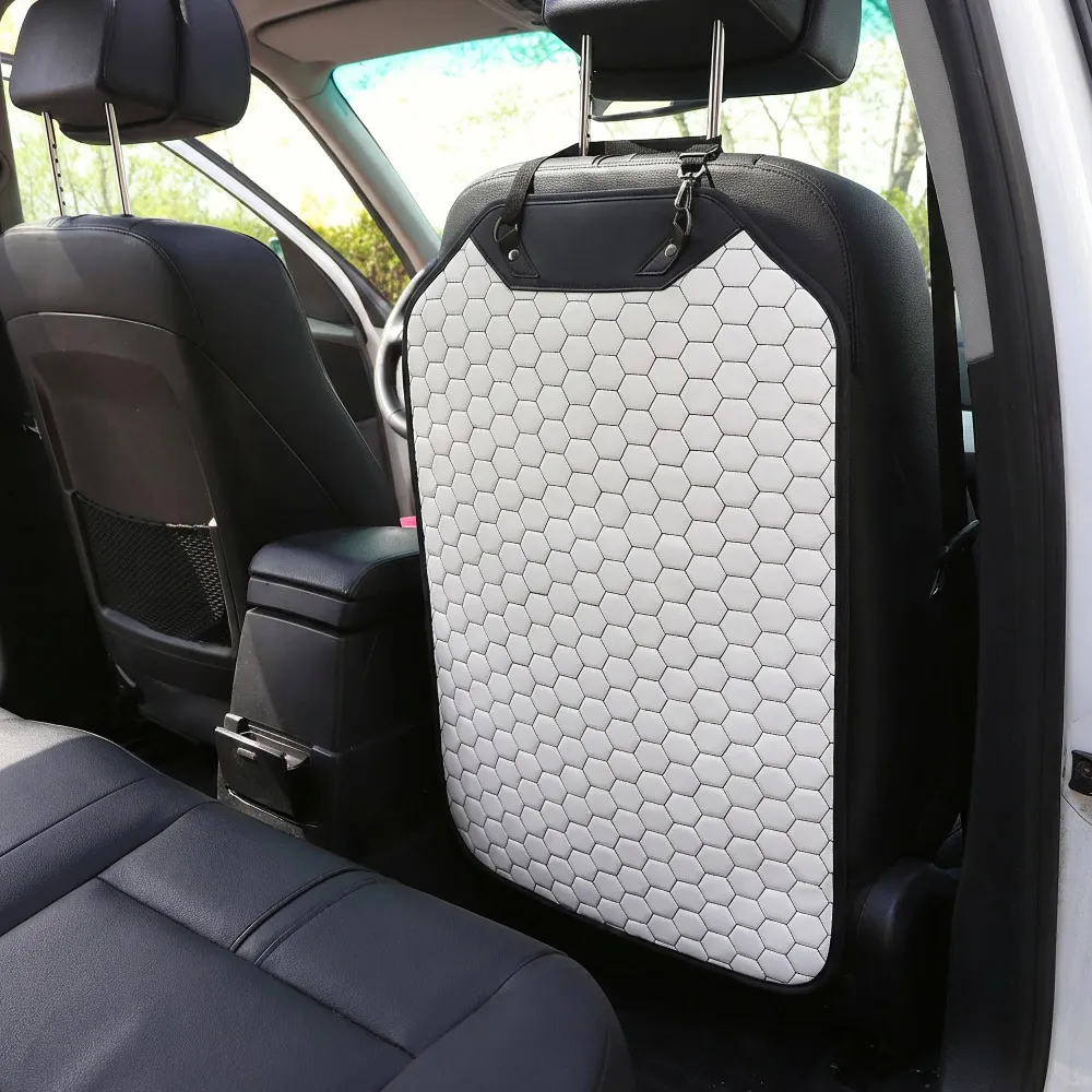 Car Seat Back Protector  |  White “Hexy” by Owleys