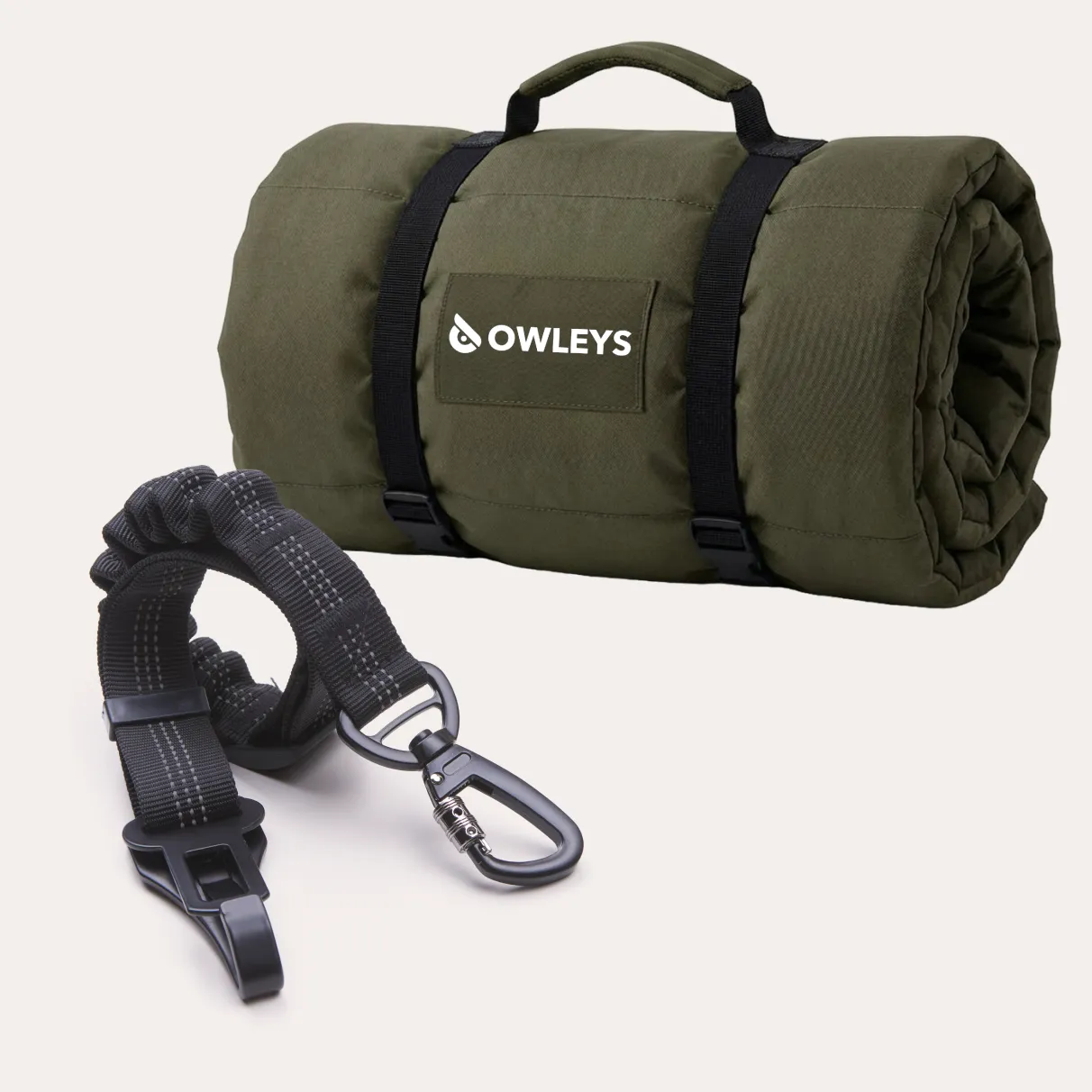 Waterproof Portable Roll-Up Dog Mat  |  Green “Basecamp” by Owleys
