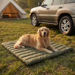 Waterproof Portable Roll-Up Dog Mat  |  Green “Basecamp” by Owleys