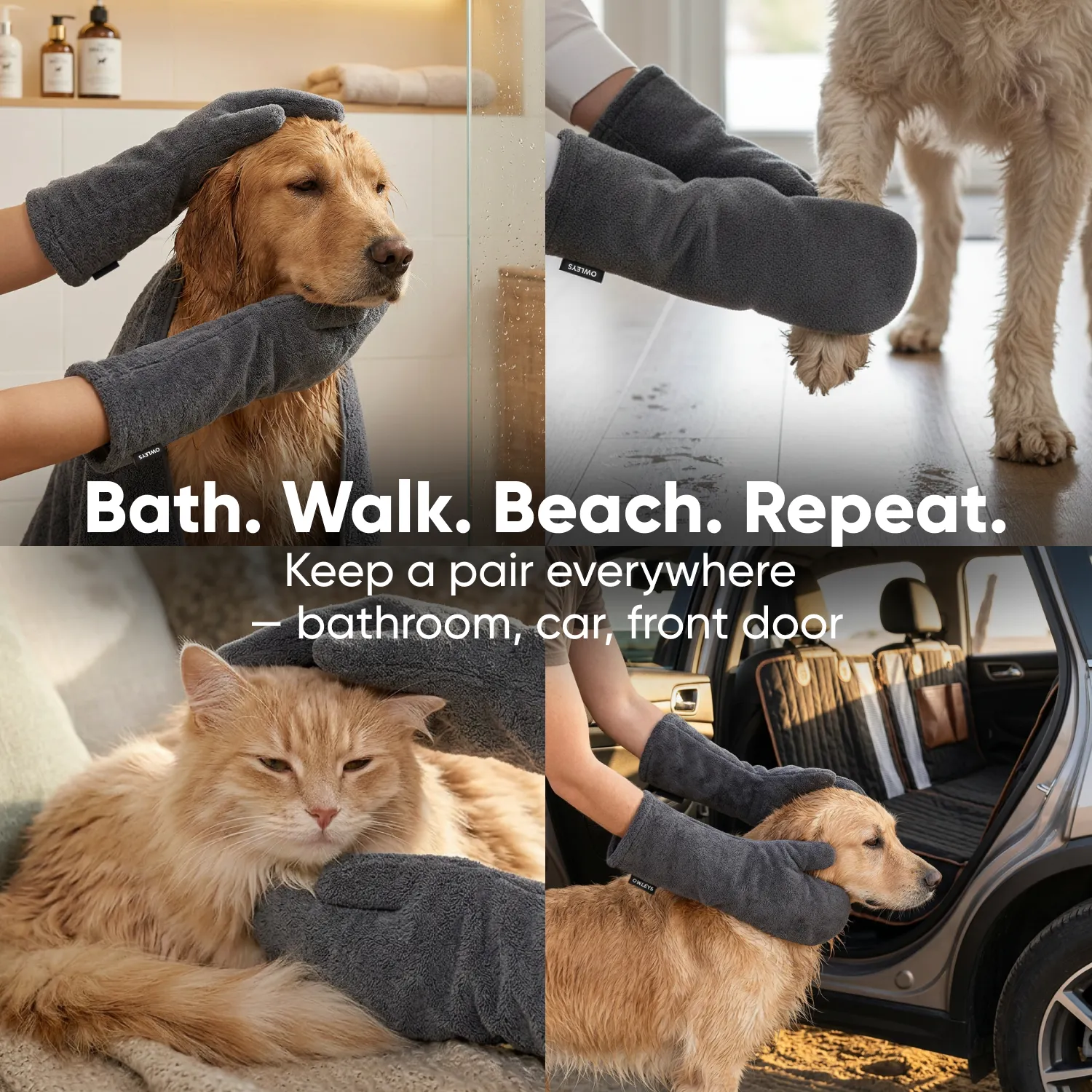 Premium Microfiber Dog Drying Mitts  |  “Nuzzle” by Owleys - View 6