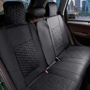 Audi Q3 Seat Covers – Back Seat Custom Fit, Premium Eco-Leather (Black)  |  Owleys
