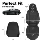 Audi Q3 Seat Covers – Front Seat Custom Fit, Premium Eco-Leather (Black)  |  Owleys - View 3