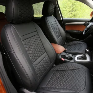 Audi Q3 Seat Covers – Front Seat Custom Fit, Premium Eco-Leather (Black)  |  Owleys