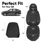 Audi Q5 Seat Covers – Front Seat Custom Fit, Premium Eco-Leather (Black)  |  Owleys - View 3