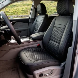 Audi Q7 Seat Covers – Front Seat Custom Fit, Premium Eco-Leather (Black)  |  Owleys