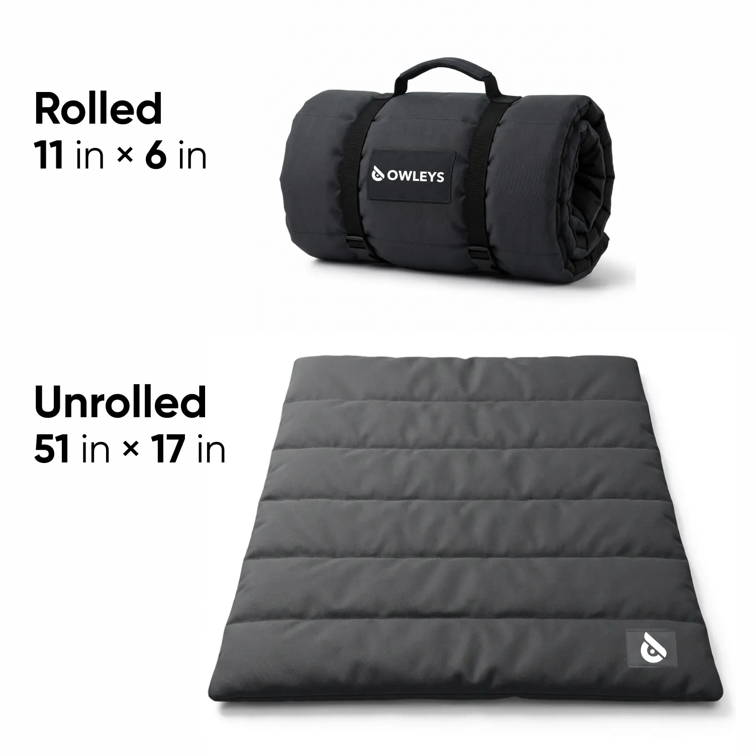 Waterproof Portable Roll-Up Dog Mat  |  Gray “Basecamp” by Owleys - View 2