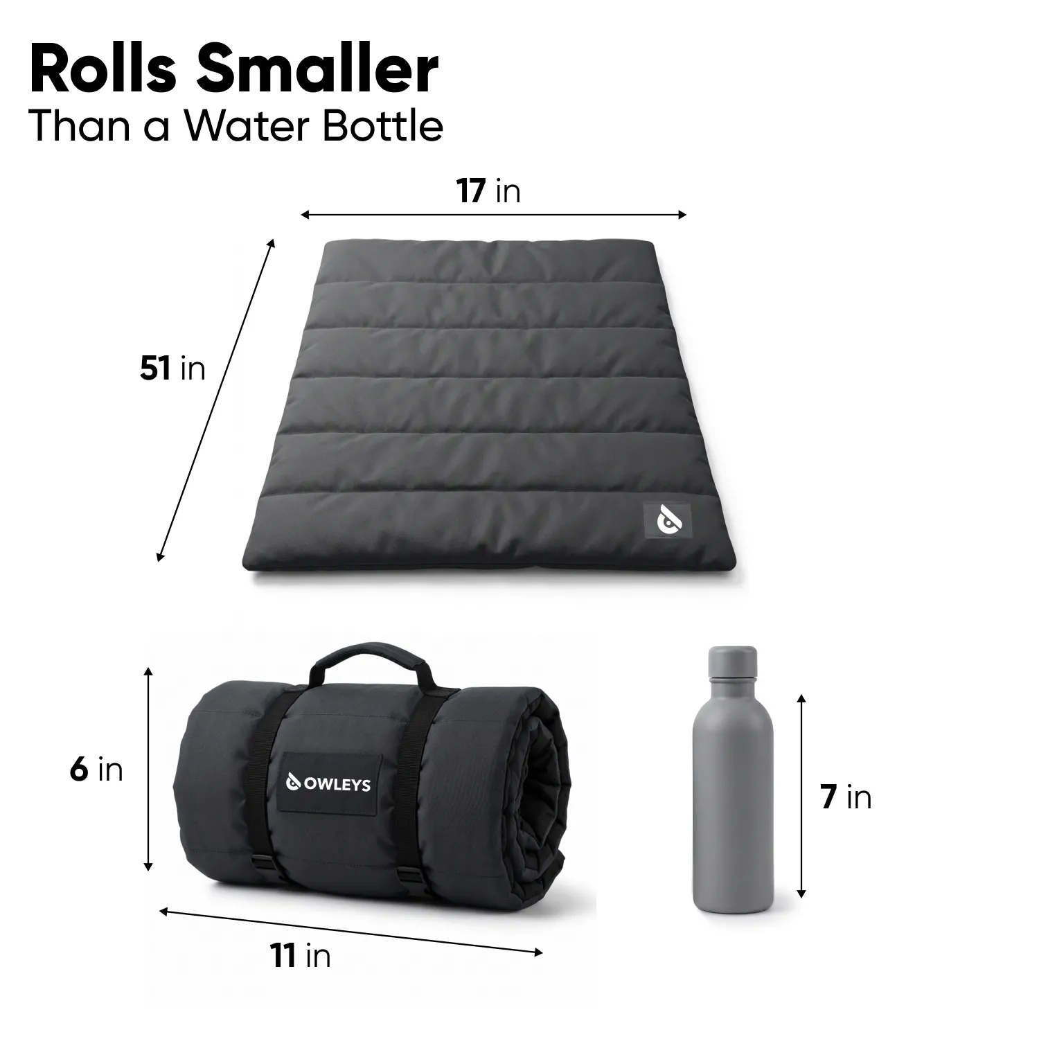 Waterproof Portable Roll-Up Dog Mat  |  Gray “Basecamp” by Owleys - View 7
