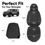 Jeep Wrangler Seat Covers – Front Seat Custom Fit, Premium Eco-Leather (Black)  |  Owleys - View 3