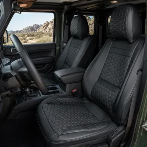 Jeep Wrangler Seat Covers – Front Seat Custom Fit, Premium Eco-Leather (Black)  |  Owleys