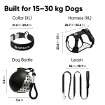 Owleys Dog Walk Set — Harness, Collar, Leash & Bottle  |  Black - View 4