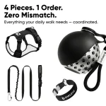 Owleys Dog Walk Set — Harness, Collar, Leash & Bottle  |  Black - View 2