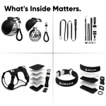 Owleys Dog Walk Set — Harness, Collar, Leash & Bottle  |  Black - View 7