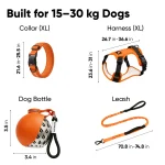 Owleys Dog Walk Set — Harness, Collar, Leash & Bottle  |  Orange - View 4