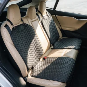 Tesla Model X Seat Protector  |  Black “Hexy” by Owleys