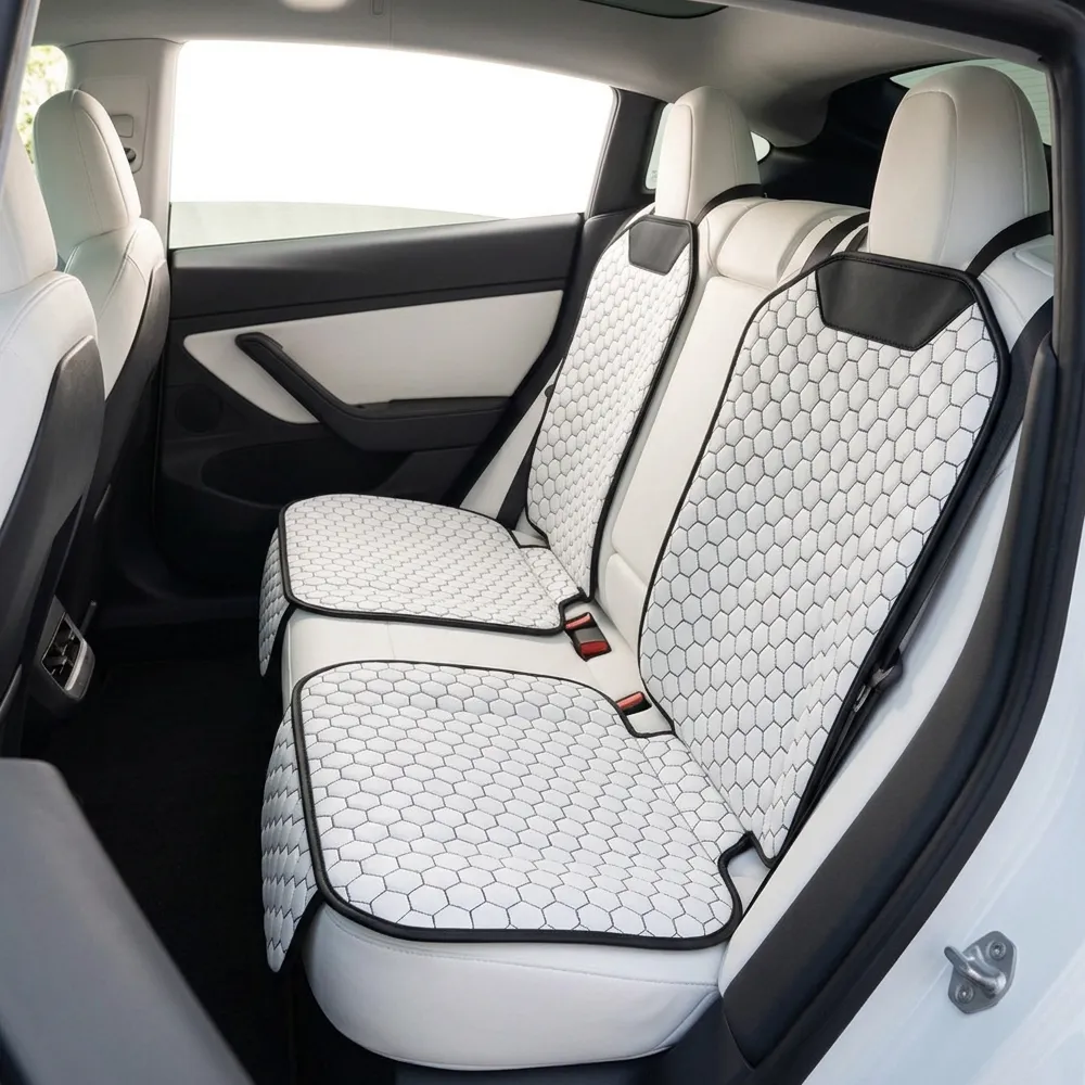 Tesla White Seat Protector  |  White “Hexy” by Owleys