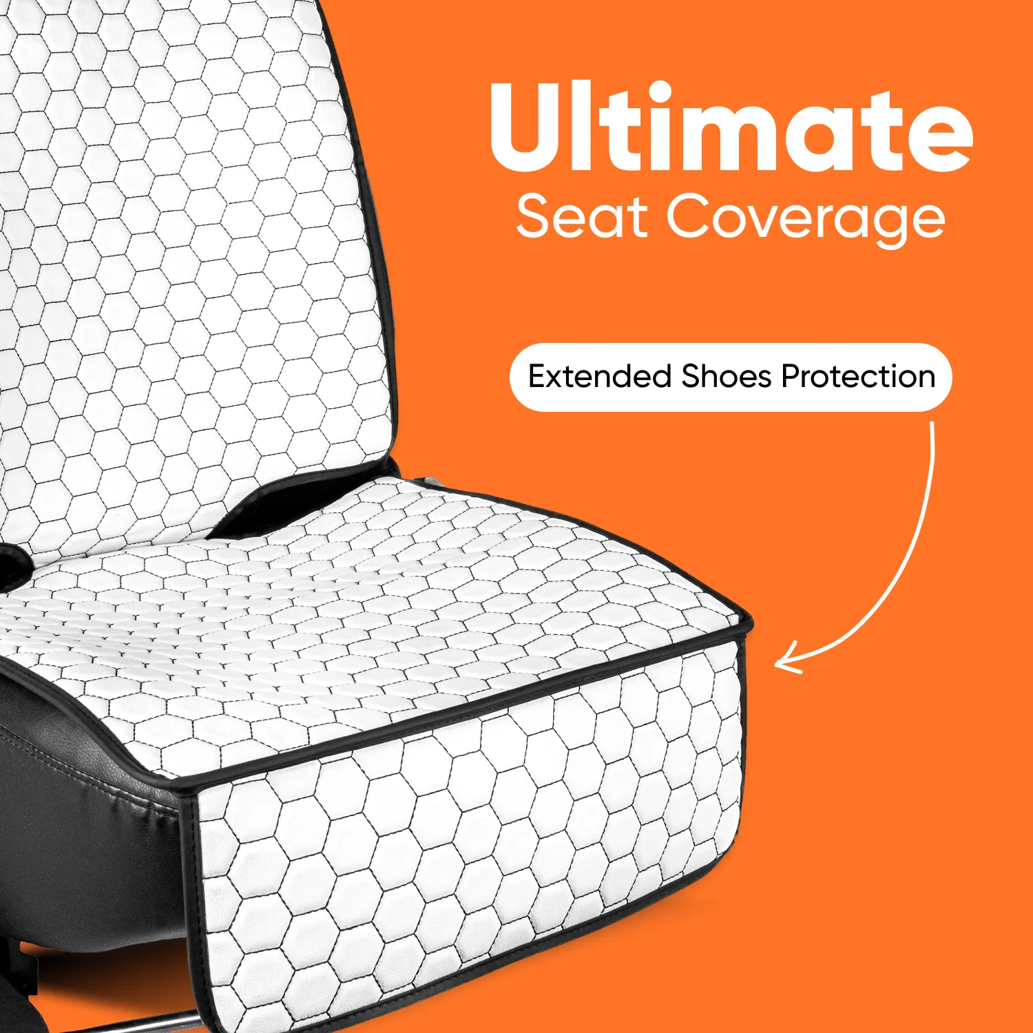 Tesla White Seat Protector  |  White “Hexy” by Owleys - View 4