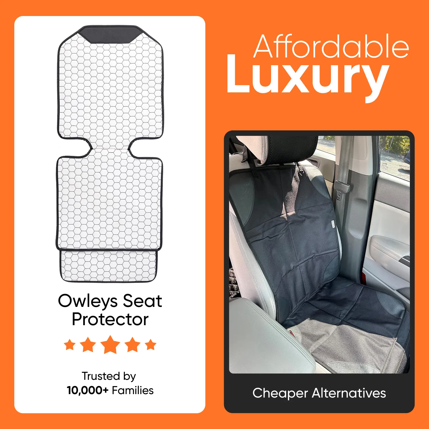 Tesla White Seat Protector  |  White “Hexy” by Owleys - View 9