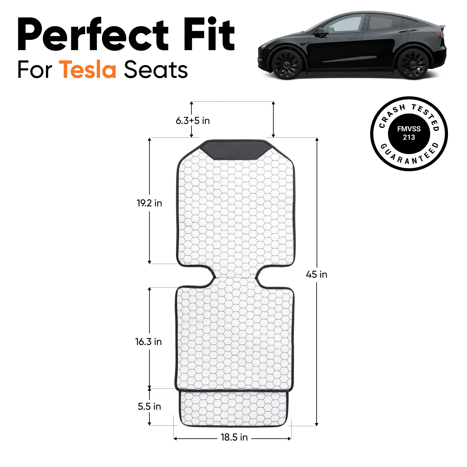 Tesla White Seat Protector  |  White “Hexy” by Owleys - View 3