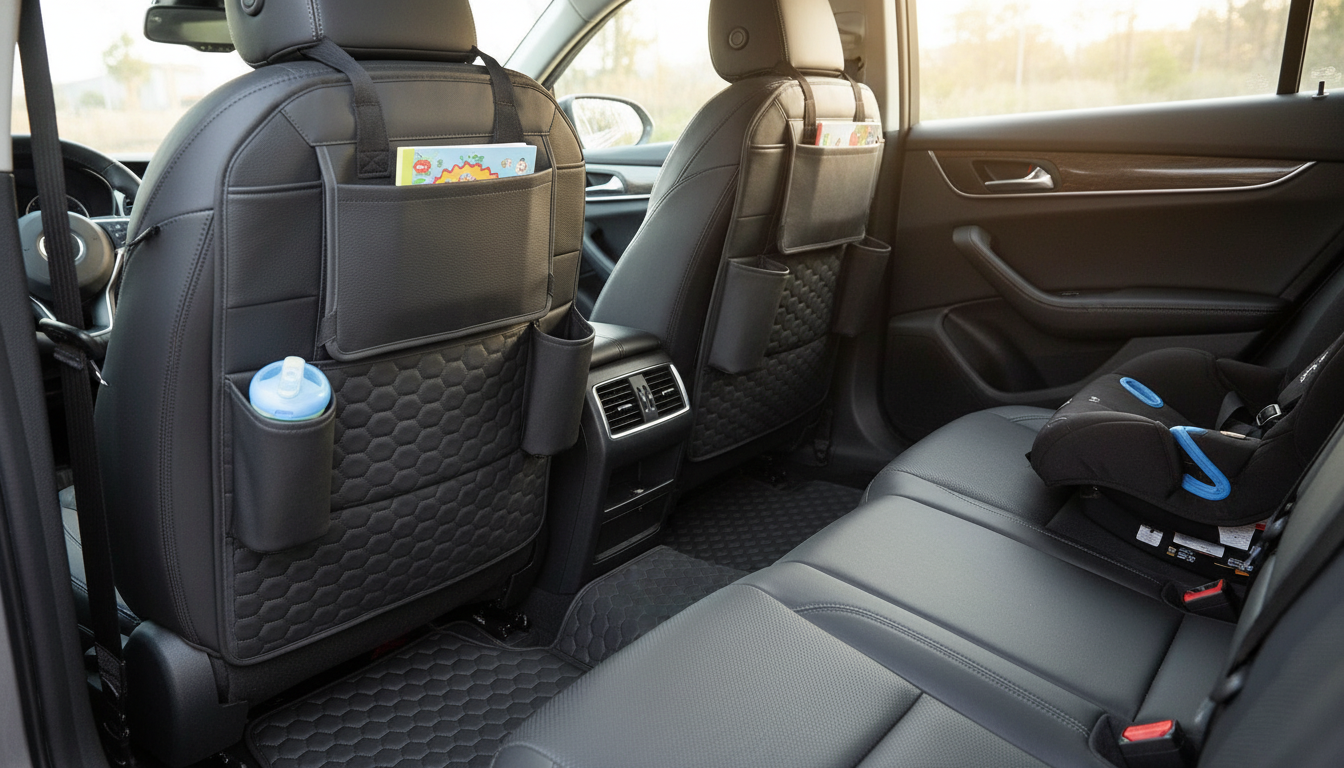 Black Hexy Twins Seat-Back Organizer & Protector (4pc)