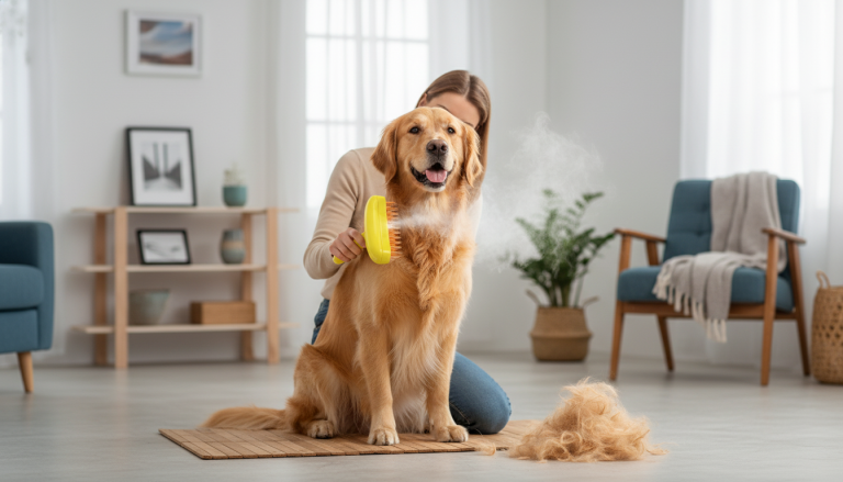 Owleys Vapor Steam Dog Grooming Brush: Less Mess Shedding