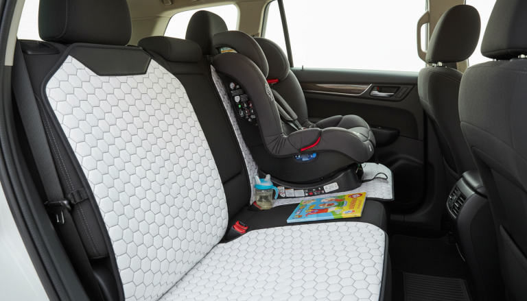White Hexy Seat Protectors Set: Seat & Kick Mat (2pcs)