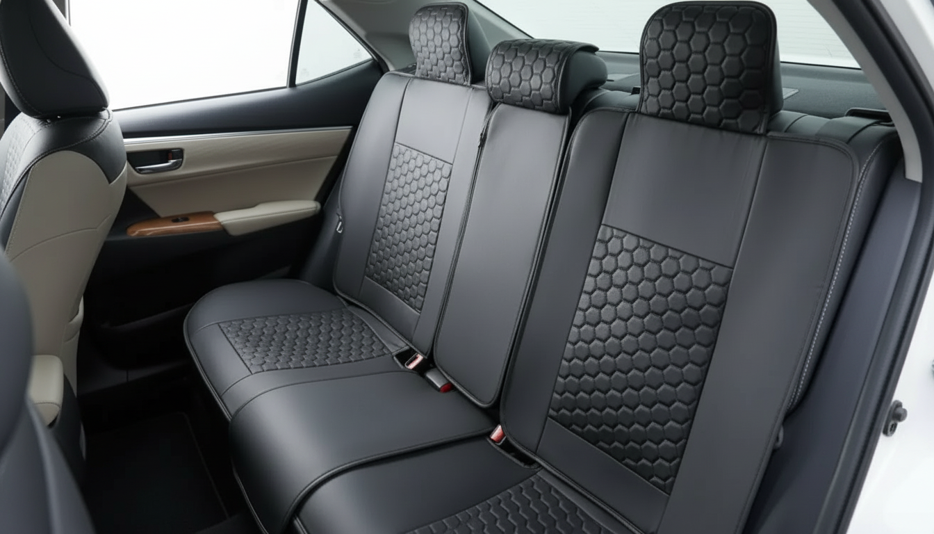 Camry 2015-2026 Back Seat Covers: Black Eco-Leather