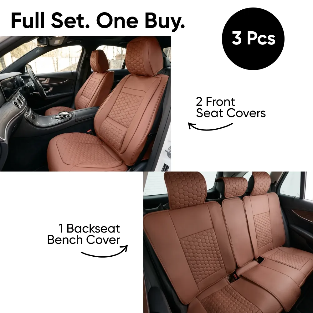 Eco-Leather Car Seat Covers, Full Set  |  Brown “Harlow” by Owleys