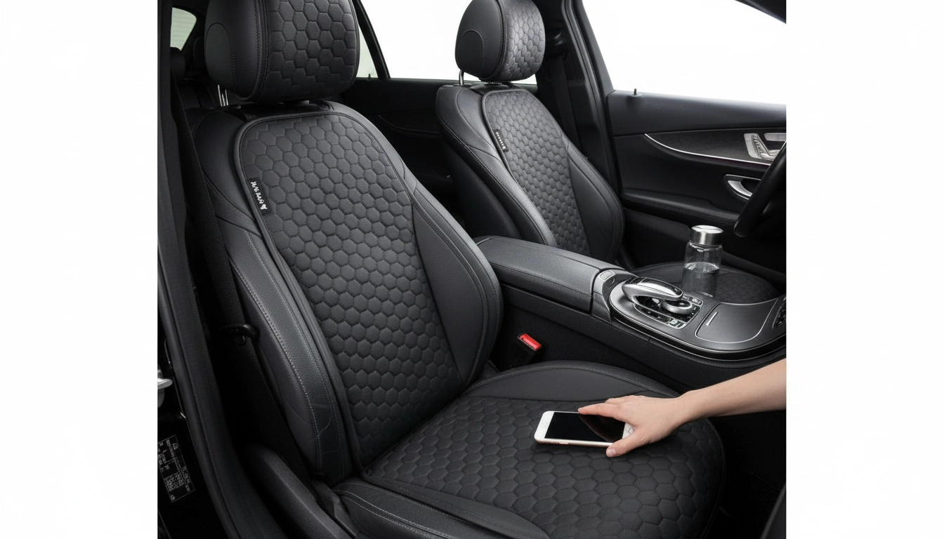 Breathable Front Car Seat Covers | “AirLux” arranged inside a clean car interior