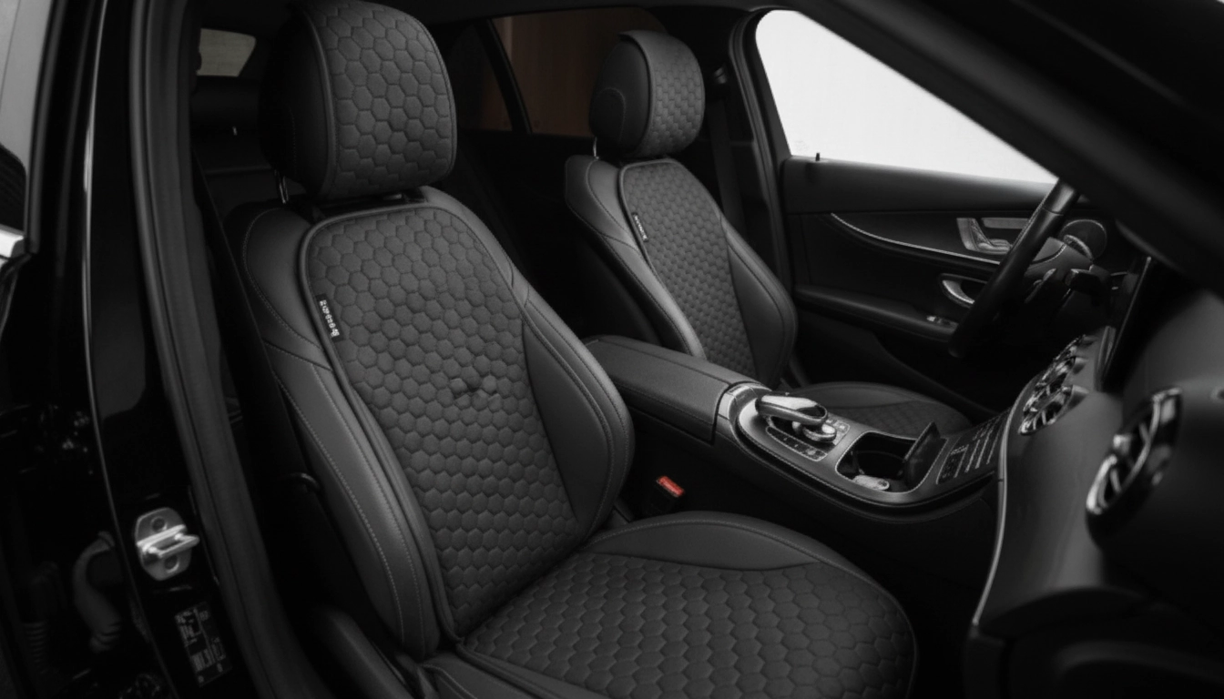 Breathable Front Car Seat Covers | “AirLux” arranged inside a clean car interior