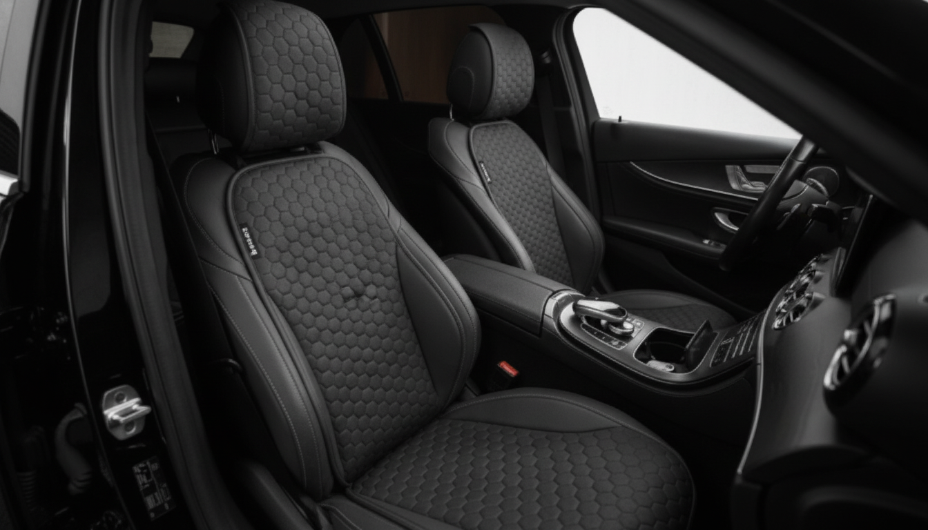Breathable Front Car Seat Covers | “AirLux” arranged inside a clean car interior