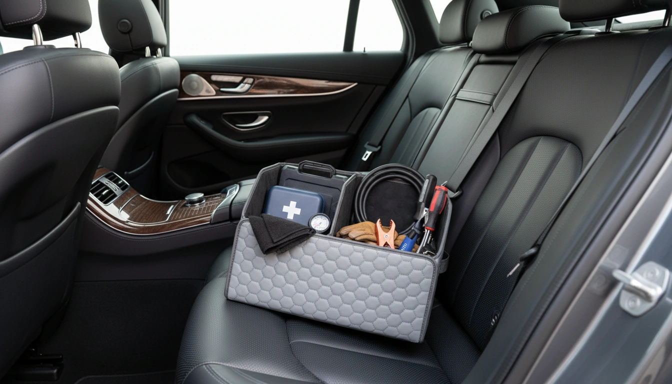 Garage Tool Box Organizer | Owleys arranged inside a clean car interior