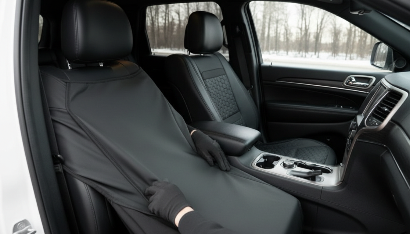 Watch the Jeep Grand Cherokee Seat Covers – Front Seat Custom Fit, Premium Eco-Leather (Bl product video