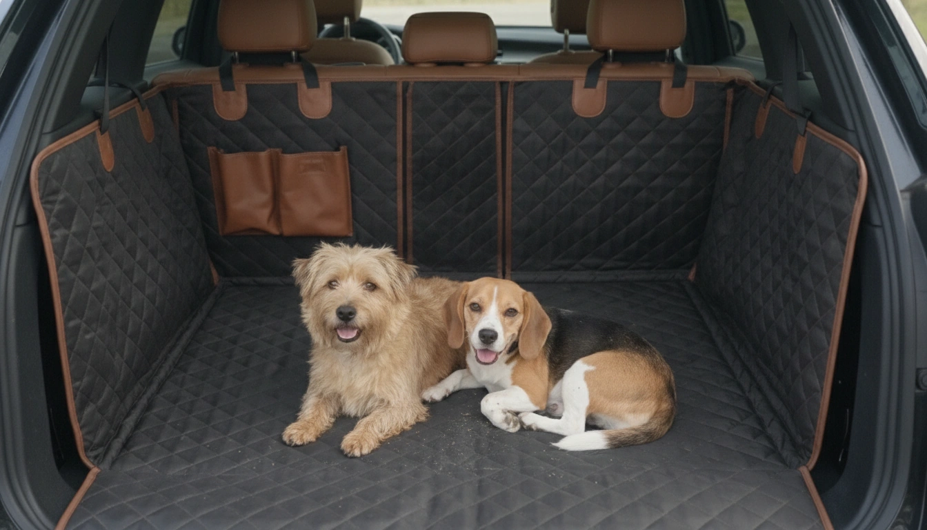 Pet Travel Cargo Liner with Heavy-Duty Quilting | “MudLock” arranged inside a clean car interior