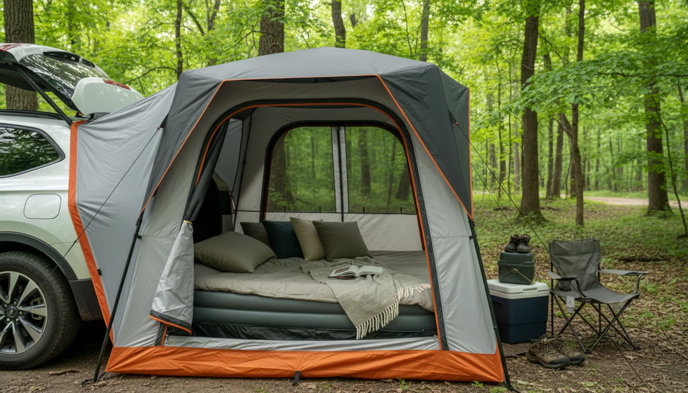 SUV Tent for Car Camping | “Roost” arranged inside a clean car interior