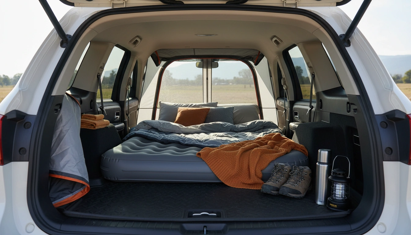 SUV Tent for Car Camping | “Roost” arranged inside a clean car interior