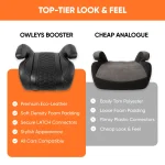 Backless Booster Seat with LATCH  |  Black “Snug Bug” by Owleys - View 7