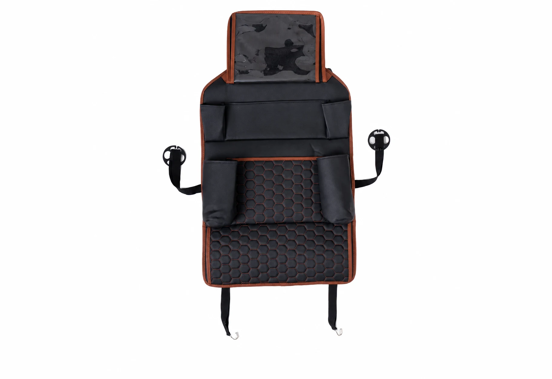 The Hexy organizer laid flat with its pockets and straps