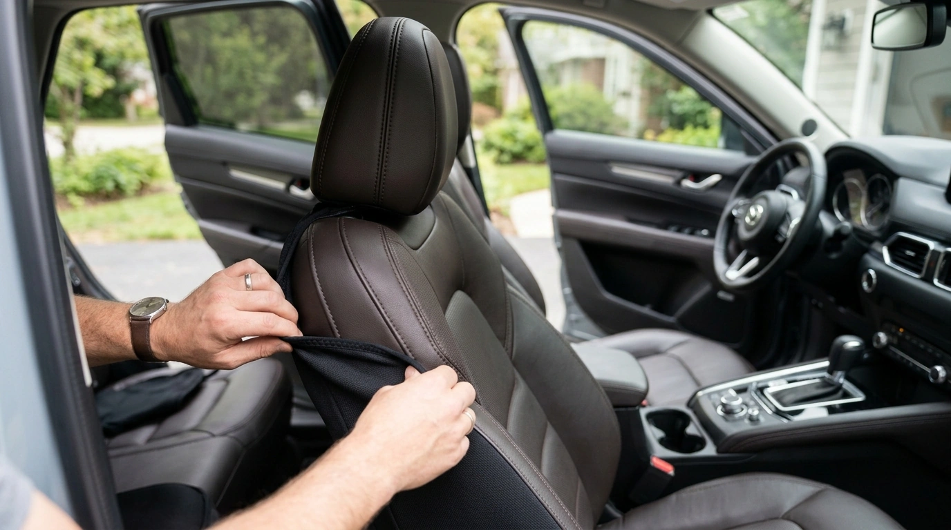 What seat covers go over leather seats?