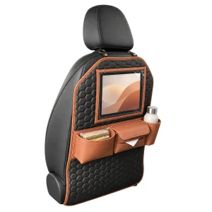 Car Back Seat Organizer for Kids with Tablet Holder & Tissue Pocket  |  “Hexy Backstop” by Owleys