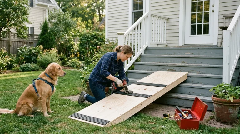 Build an Outdoor Dog Ramp Over Stairs Step by Step