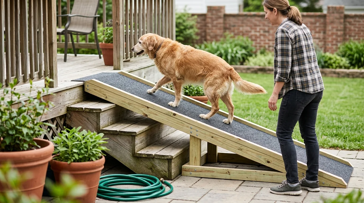 Build an Outdoor Dog Ramp Over Stairs Step by Step
