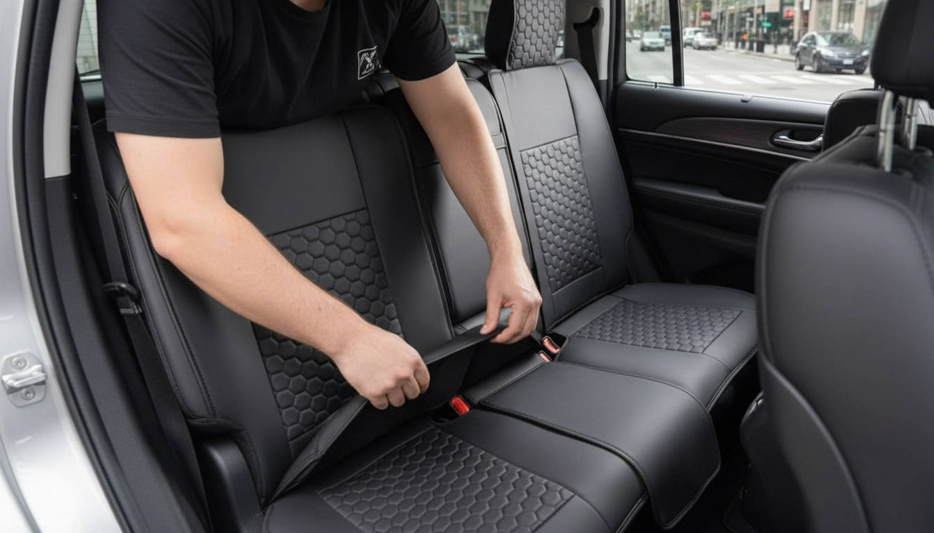Watch the Jeep Grand Cherokee Back Seat Cover – Custom Fit, Premium Eco-Leather (Black) | product video